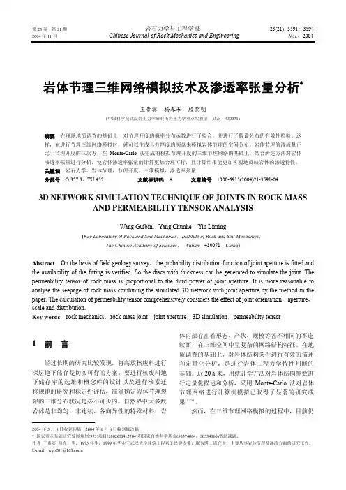 岩体节理三维网络模拟技术及渗透率张量分析