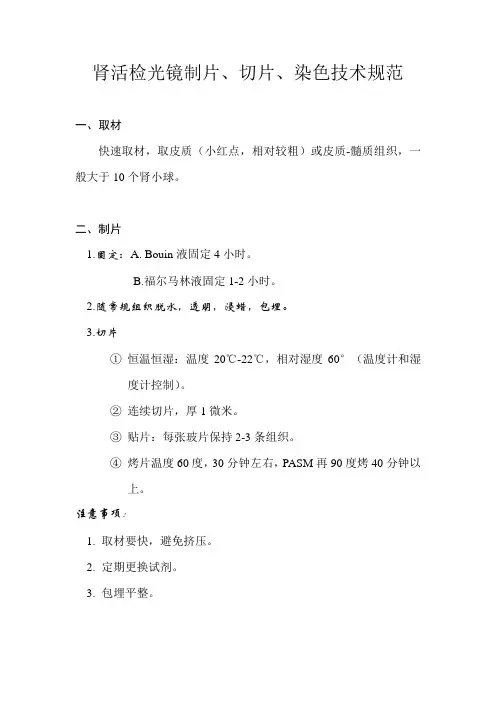肾活检光镜制片、切片、染色技术规范