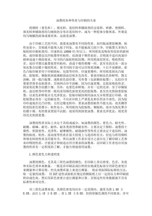 油墨的各种性质与印刷的关系