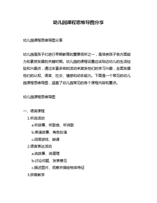 幼儿园课程思维导图分享