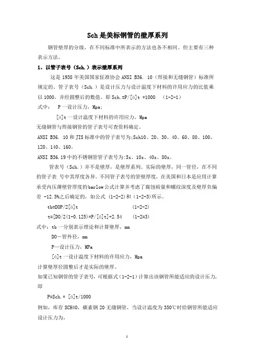 Sch是美标钢管的壁厚系列说明