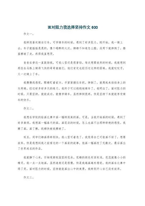 面对阻力我选择坚持作文600