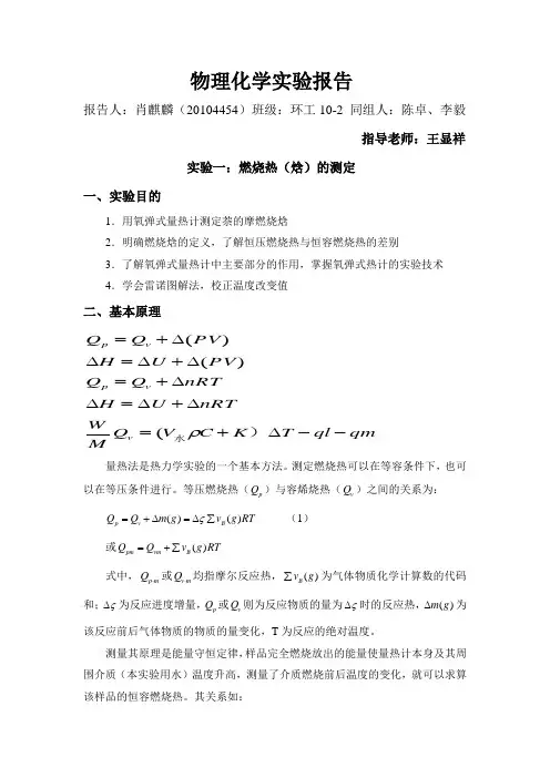 物理化学实验报告