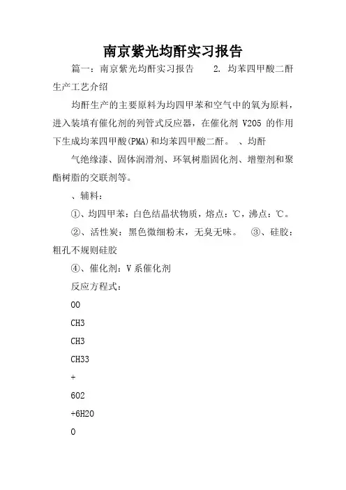 南京紫光均酐实习报告