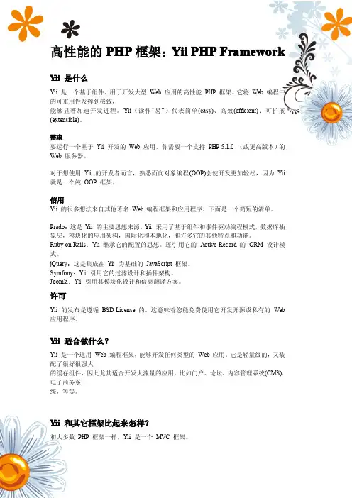 高性能的PHP框架：Yii PHP Framework