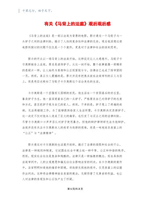 有关《马背上的法庭》观后观后感
