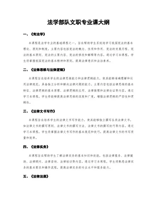 法学部队文职专业课大纲