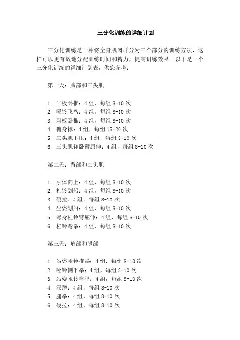 三分化训练详细计划表