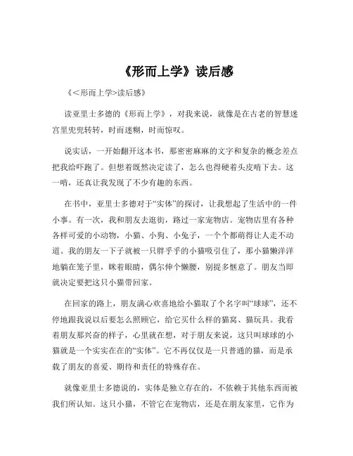 《形而上学》读后感