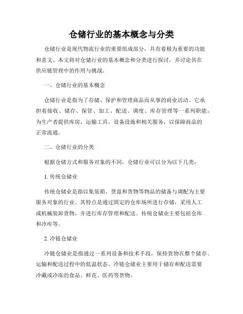 仓储行业的基本概念与分类