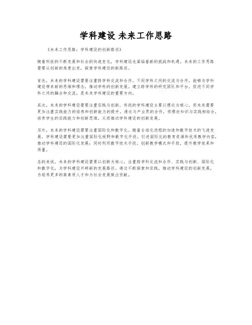 学科建设 未来工作思路