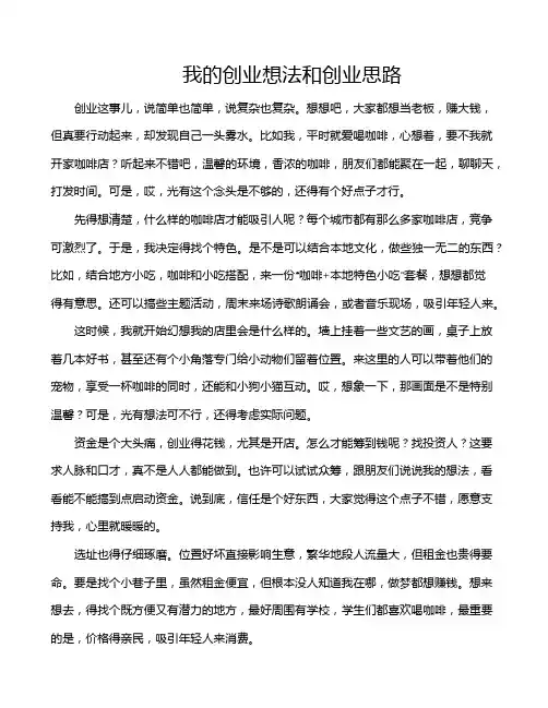我的创业想法和创业思路