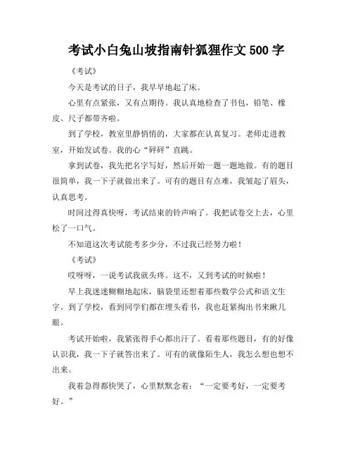 考试小白兔山坡指南针狐狸作文500字