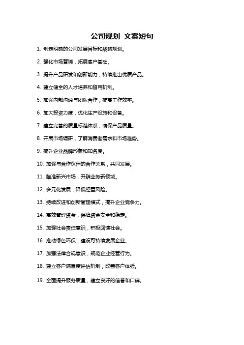 公司规划 文案短句