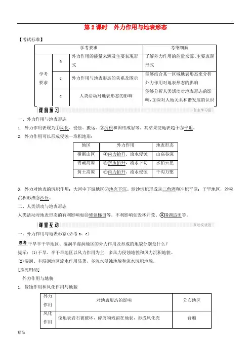 2020版高中地理 第二章 2.2.2 外力作用与地表形态学案 湘教版必修1