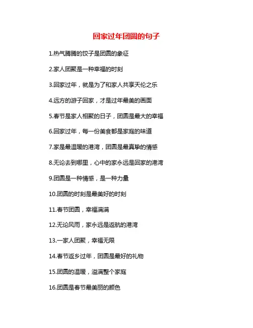 回家过年团圆的句子