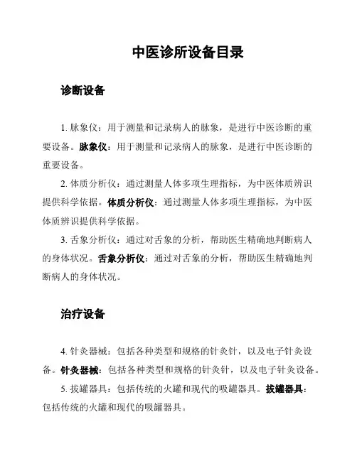 中医诊所设备目录