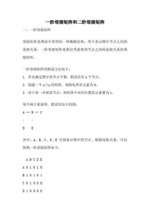 一阶邻接矩阵和二阶邻接矩阵