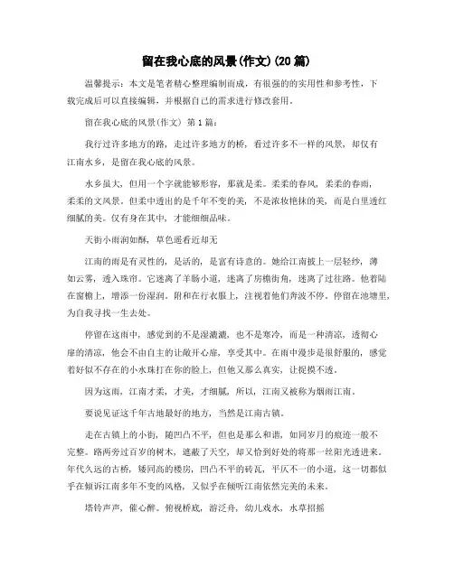 留在我心底的风景(作文)(20篇)精选范文