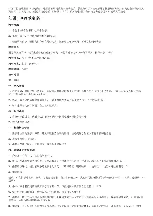 《“红领巾”真好》教案精选5篇