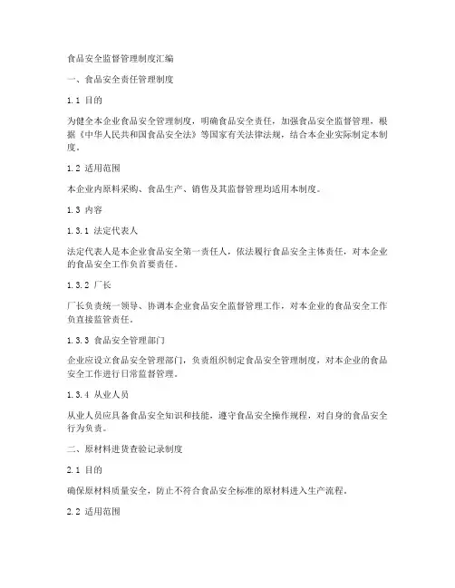 食品安全监督管理制度汇编