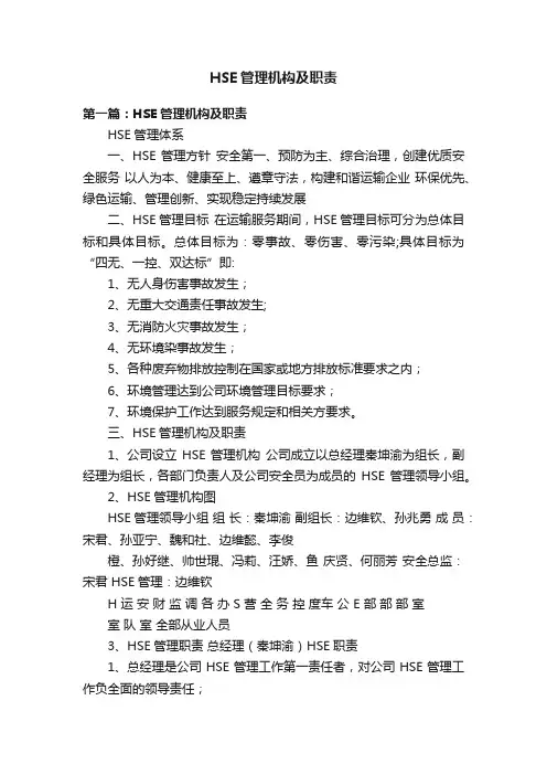 HSE管理机构及职责