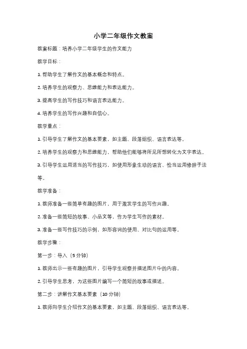 小学二年级作文教案