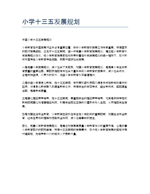 小学十三五发展规划