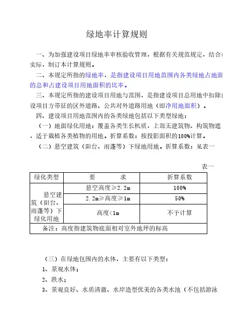 绿地率计算规则