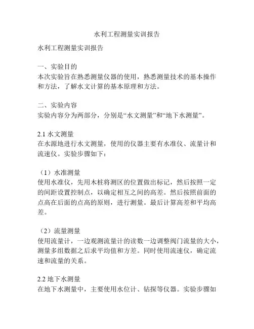 水利工程测量实训报告