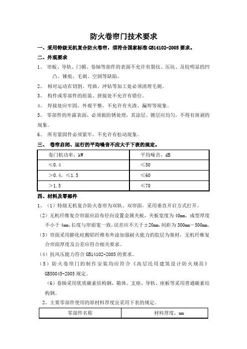 防火卷帘技术要求(7-17-特级