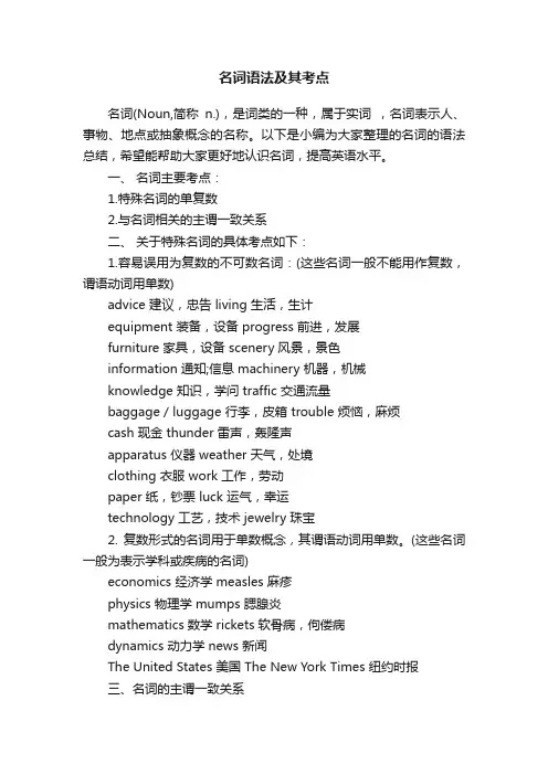 名词语法及其考点