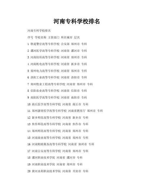 河南专科学校排名