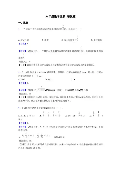 六年级数学比例 培优题