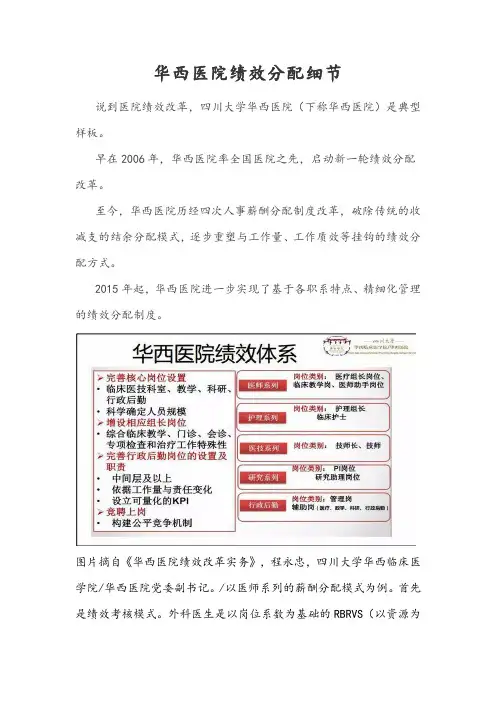 华西医院绩效分配细节