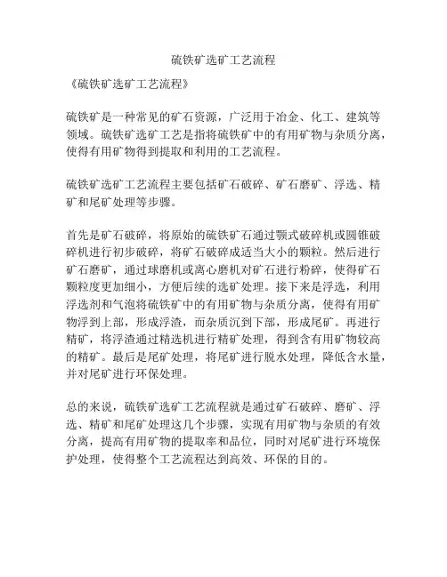 硫铁矿选矿工艺流程