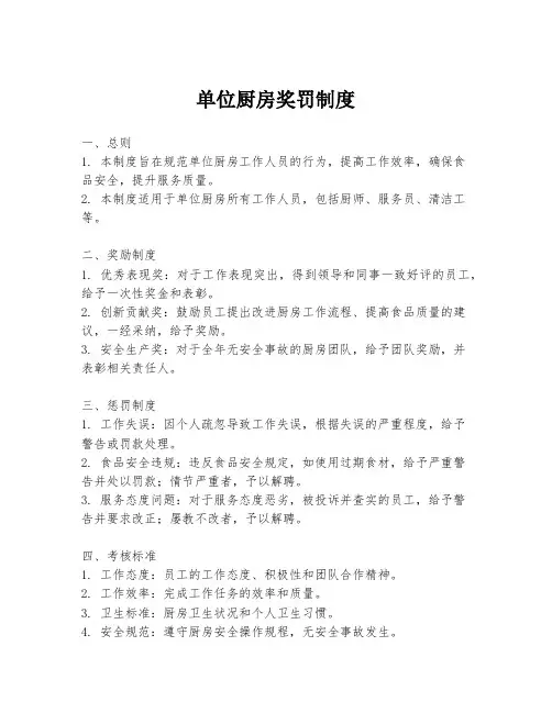 单位厨房奖罚制度