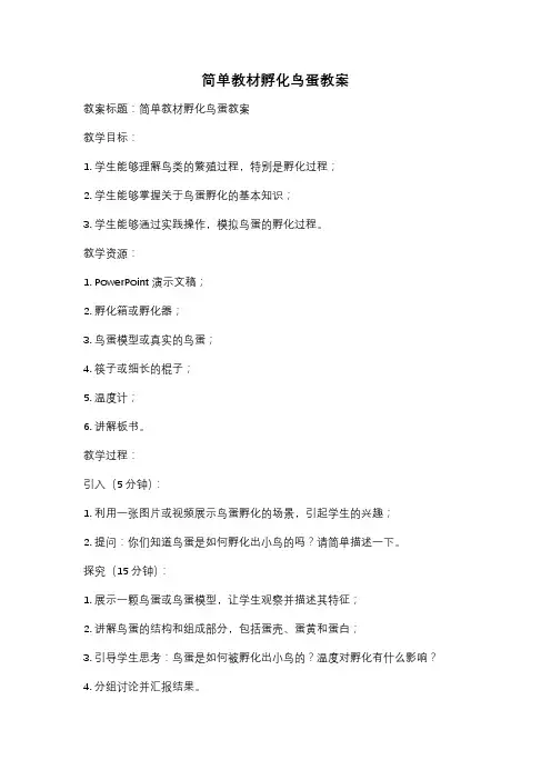 简单教材孵化鸟蛋教案