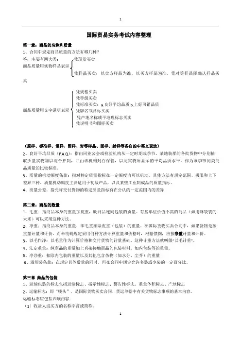 国际贸易实务考试内容整理