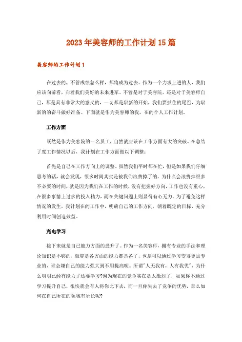 2023年美容师的工作计划15篇