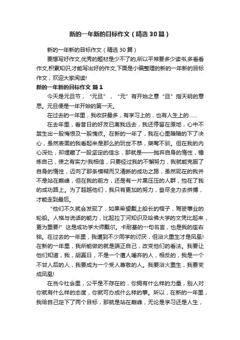 新的一年新的目标作文（精选30篇）
