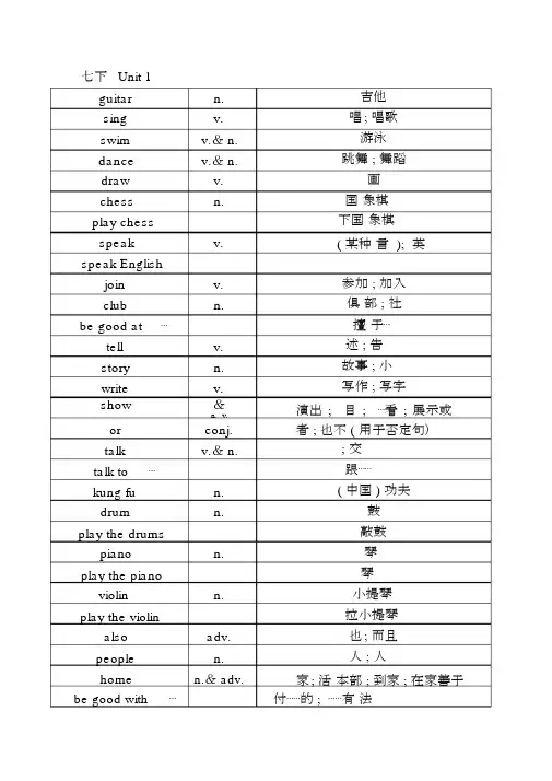 新版人教版七年级下册英语单词表全册.doc