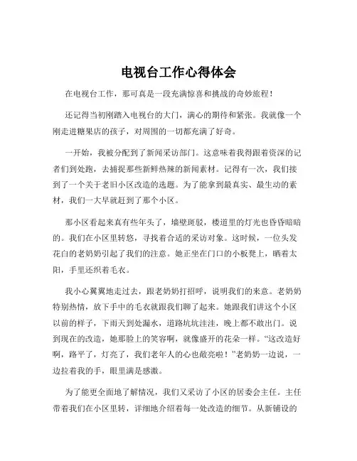 电视台工作心得体会