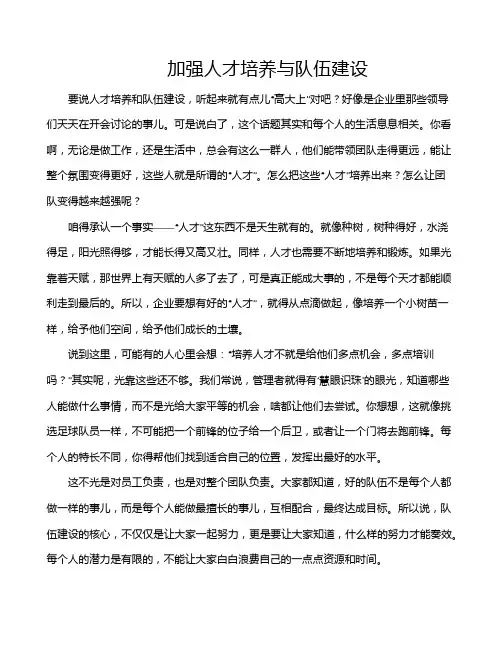 加强人才培养与队伍建设
