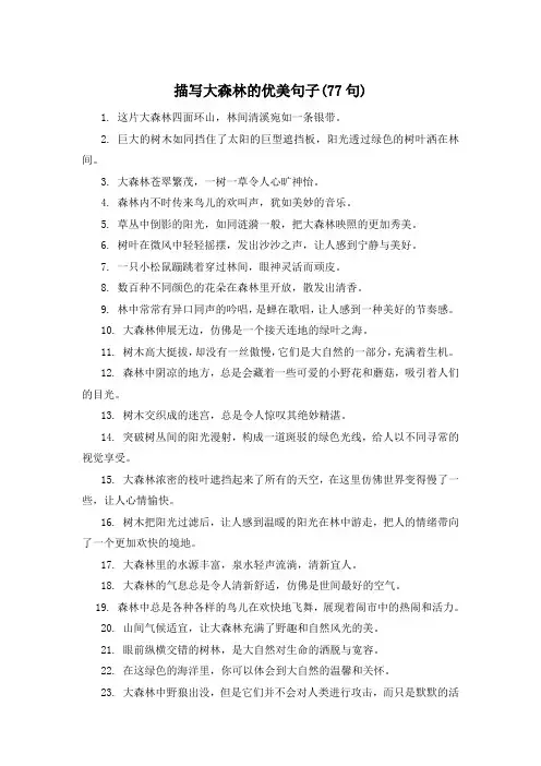 描写大森林的优美句子(77句) 