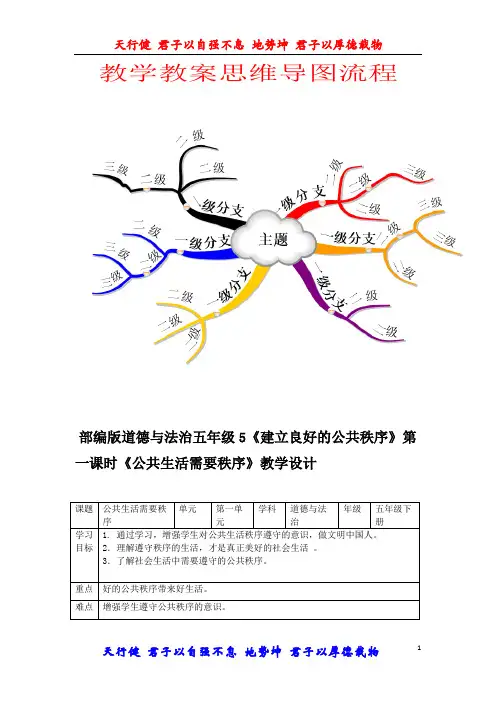部编版道德与法治五年级下册5建立良好的公共秩序第一课时公共生活需要秩序教案(公开课)