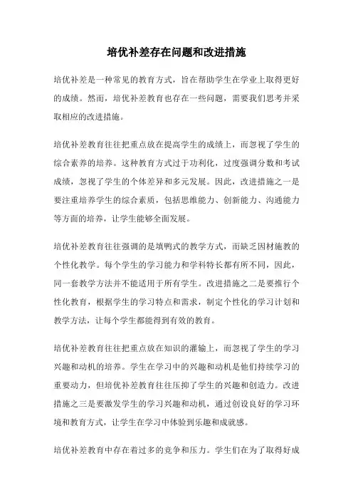 培优补差存在问题和改进措施