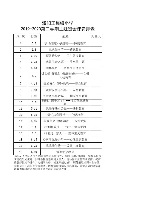 班会课安排表