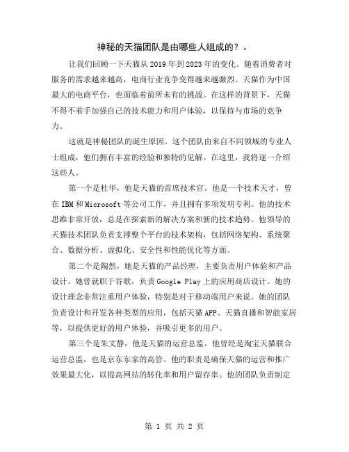 神秘的天猫团队是由哪些人组成的？