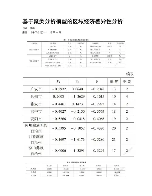 基于聚类分析模型的区域经济差异性分析